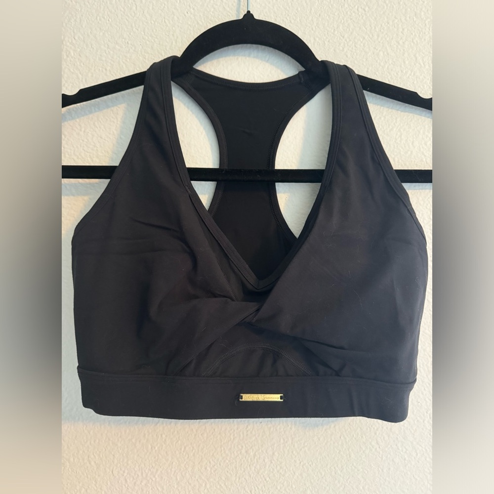 Gymshark Whitney Simmons twist front mesh back sports bra size small color black